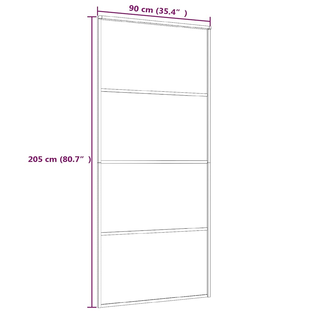 Skyvedør frostet ESG-glass og aluminium 90x205 cm hvit