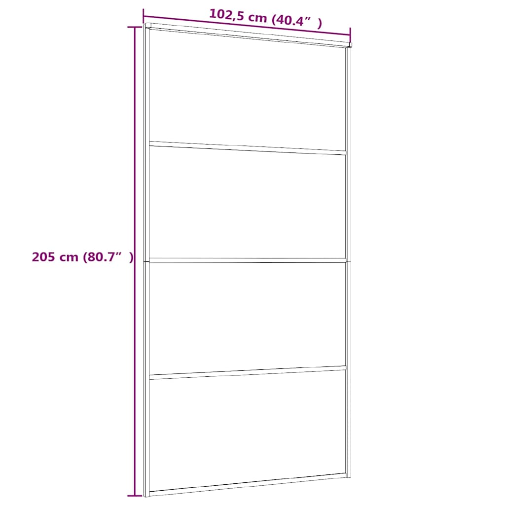 Skyvedør frostet ESG-glass og aluminium 102,5x205 cm hvit