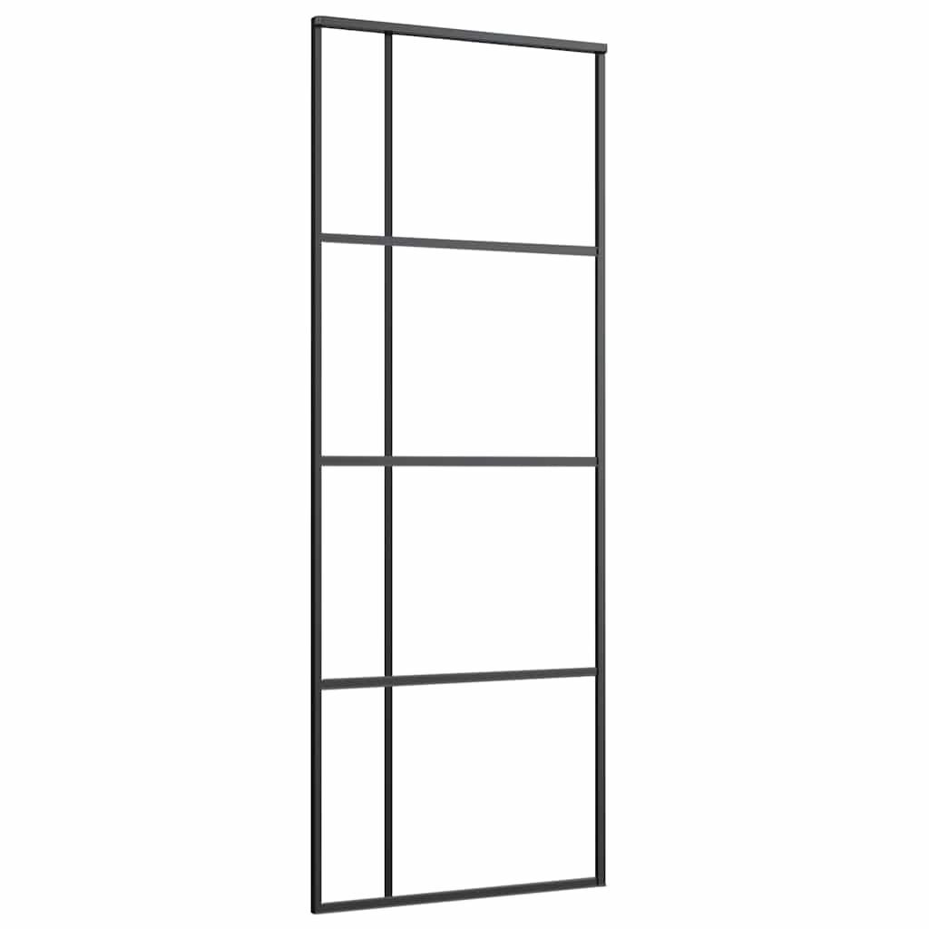 Skyvedør frostet ESG-glass og aluminium 76x205 cm svart