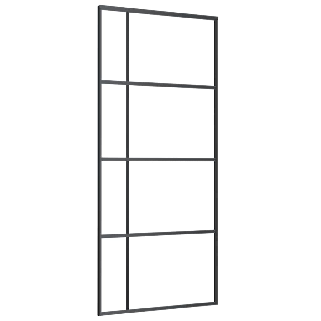 Skyvedør ESG-glass og aluminium 90x205 cm svart