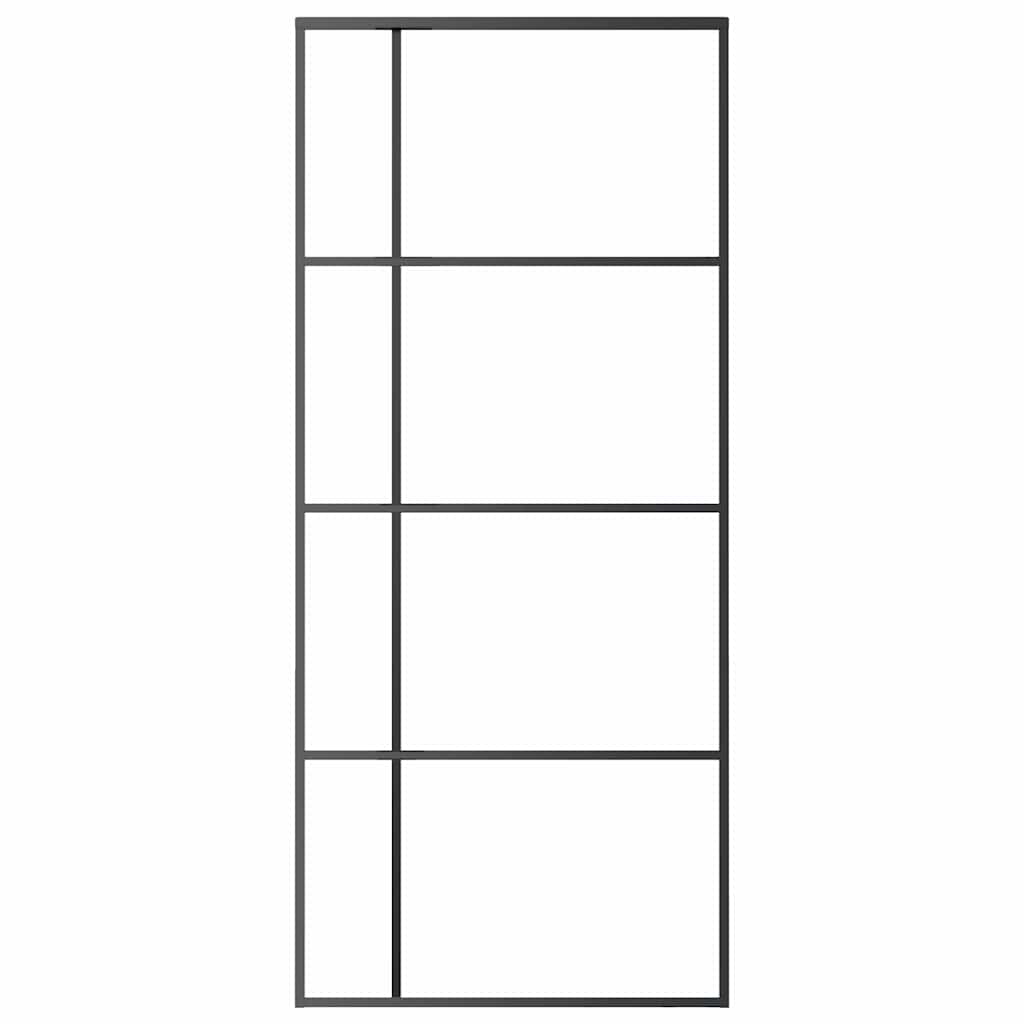 Skyvedør frostet ESG-glass og aluminium 90x205 cm svart