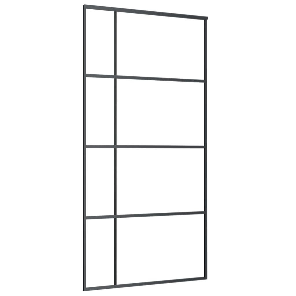 Skyvedør frostet ESG-glass og aluminium 102,5x205 cm svart