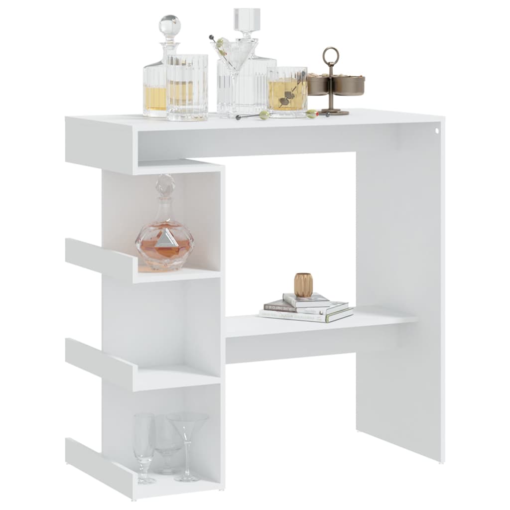 Barbord med oppbevaring hvit 100x50x101,5 cm konstruert tre