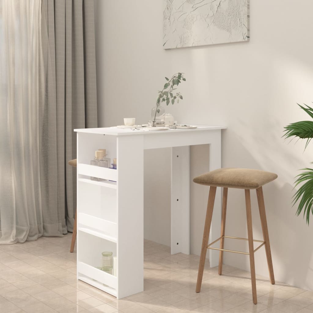 Barbord med oppbevaring hvit 102x50x103,5 cm konstruert tre