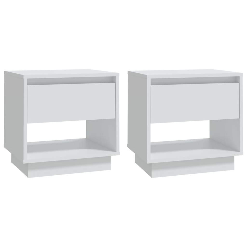 Nattbord 2 stk hvit 45x34x44 cm konstruert tre