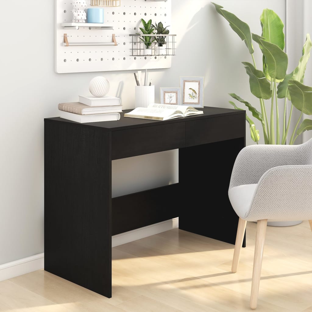 Skrivebord svart 101x50x76,5 cm konstruert tre