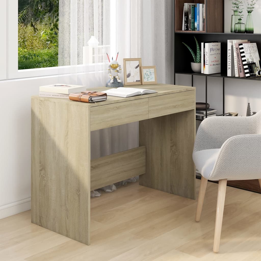 Skrivebord sonoma eik 101x50x76,5 cm konstruert tre