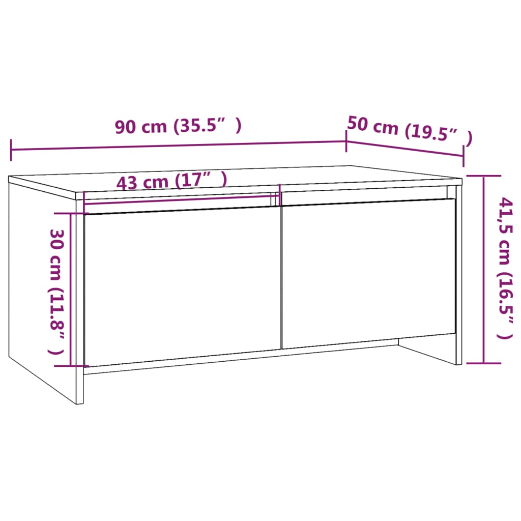 Salongbord sonoma eik 90x50x41,5 cm konstruert tre
