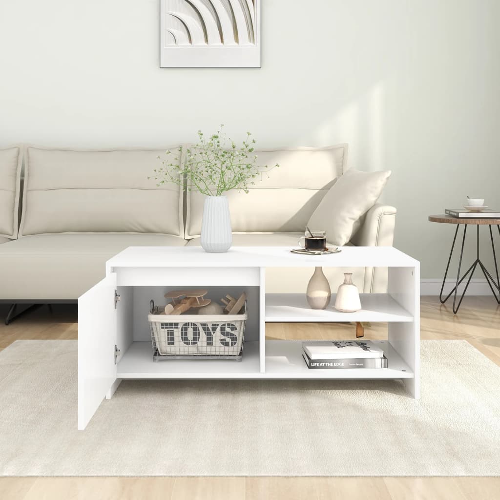 Salongbord hvit 102x50x45 cm konstruert tre