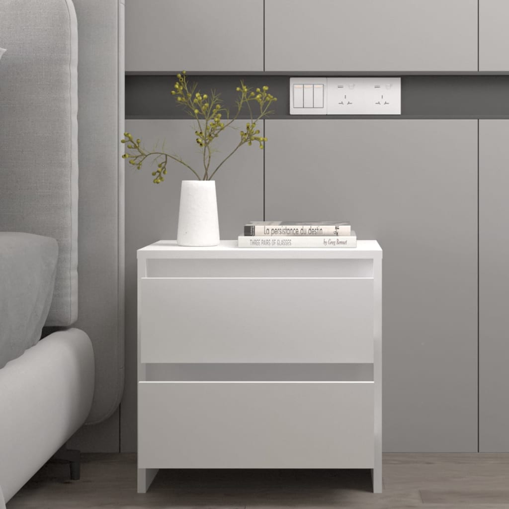 Nattbord 2 stk hvit 45x34,5x44,5 cm konstruert tre