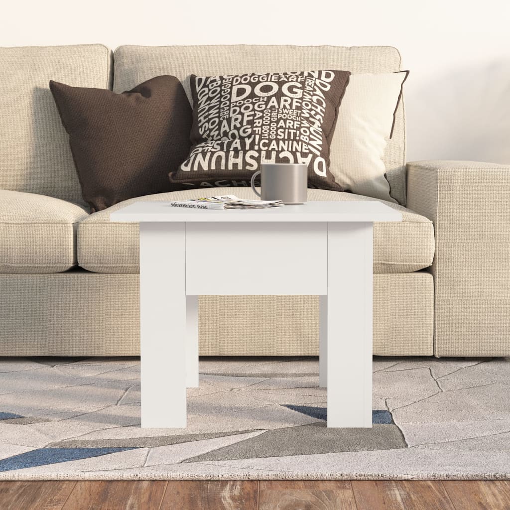 Salongbord høyglans hvit 55x55x42 cm konstruert tre