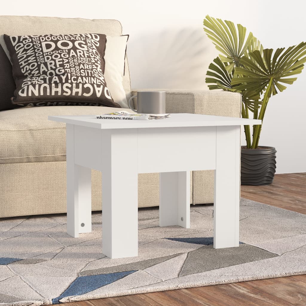 Salongbord høyglans hvit 55x55x42 cm konstruert tre