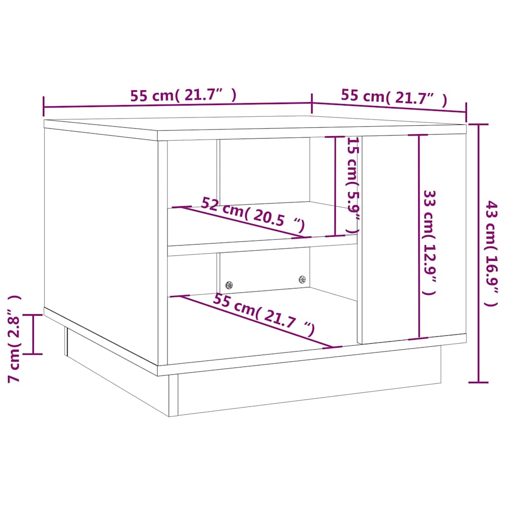 Salongbord svart 55x55x43 cm konstruert tre