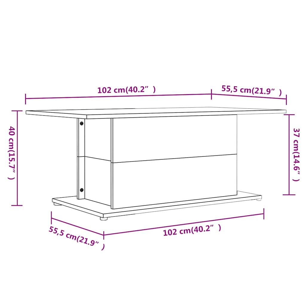 Salongbord svart 102x55,5x40 cm konstruert tre