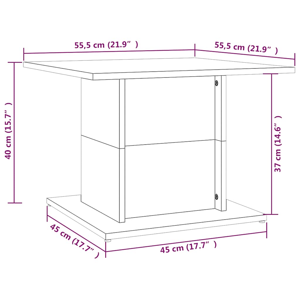 Salongbord svart 55,5x55,5x40 cm konstruert tre