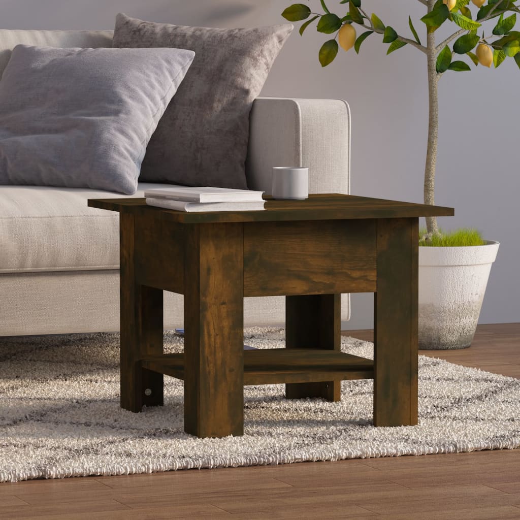 Salongbord røkt eik 55x55x42 cm konstruert tre
