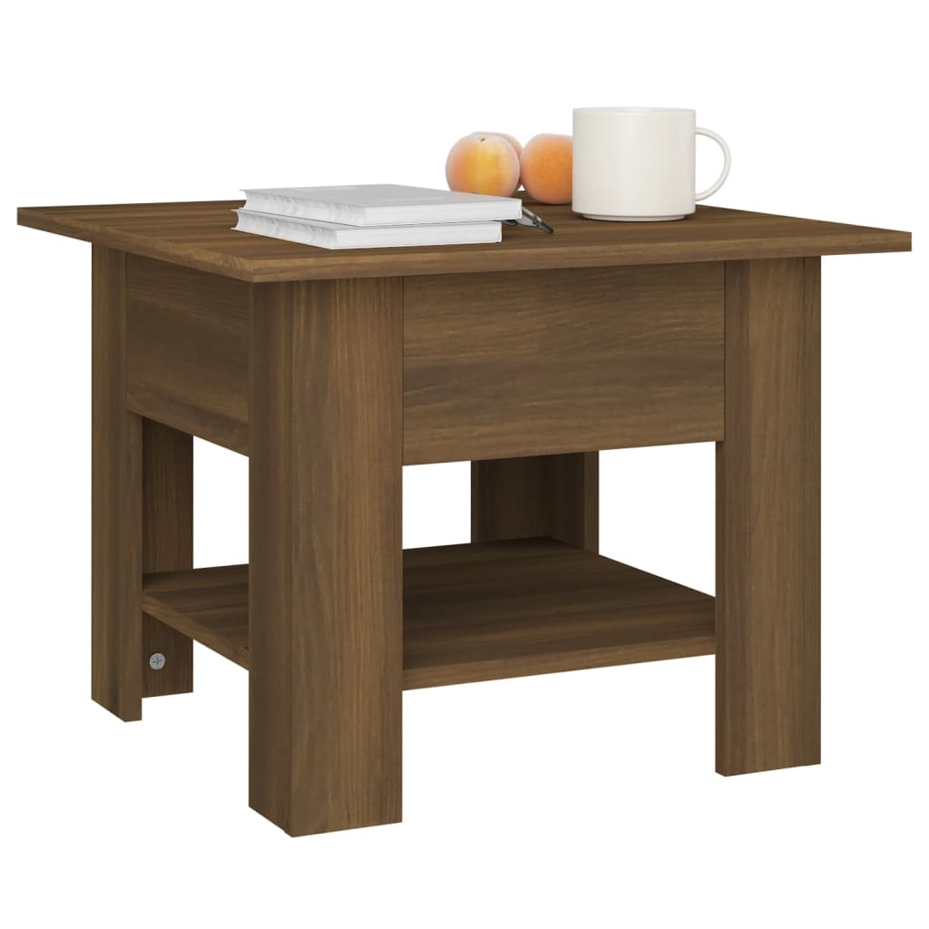 Salongbord brun eik 55x55x42 cm konstruert tre