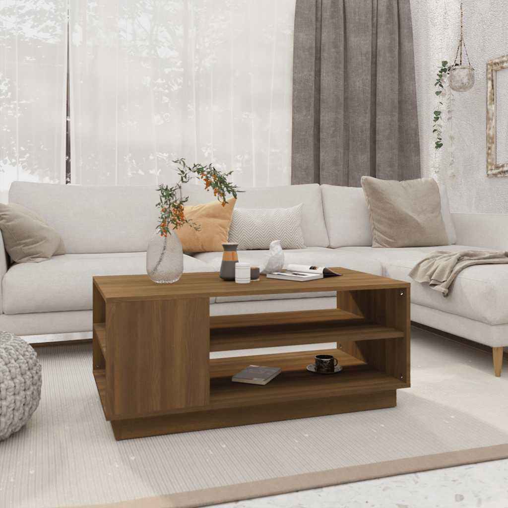 Salongbord brun eik 102x55x43 cm konstruert tre
