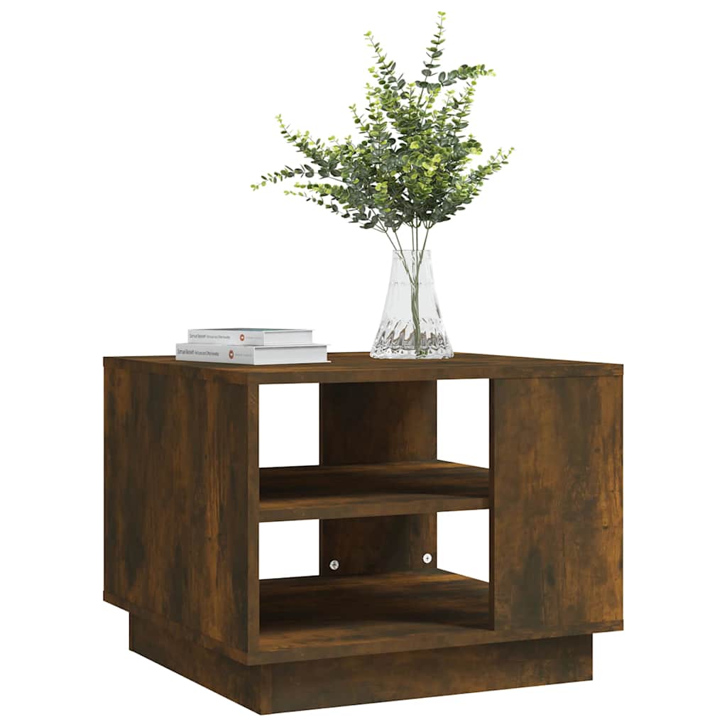 Salongbord røkt eik 55x55x43 cm konstruert tre