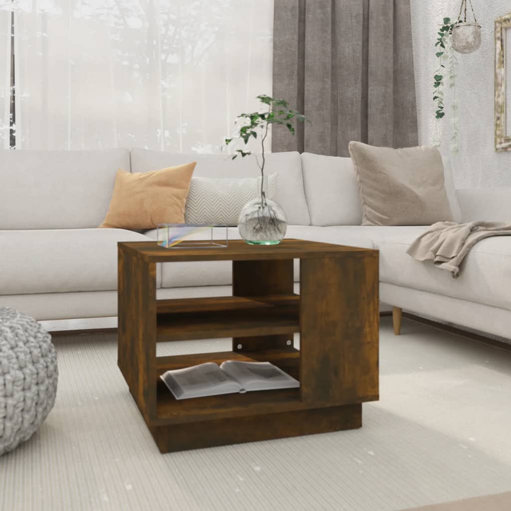 Salongbord røkt eik 55x55x43 cm konstruert tre