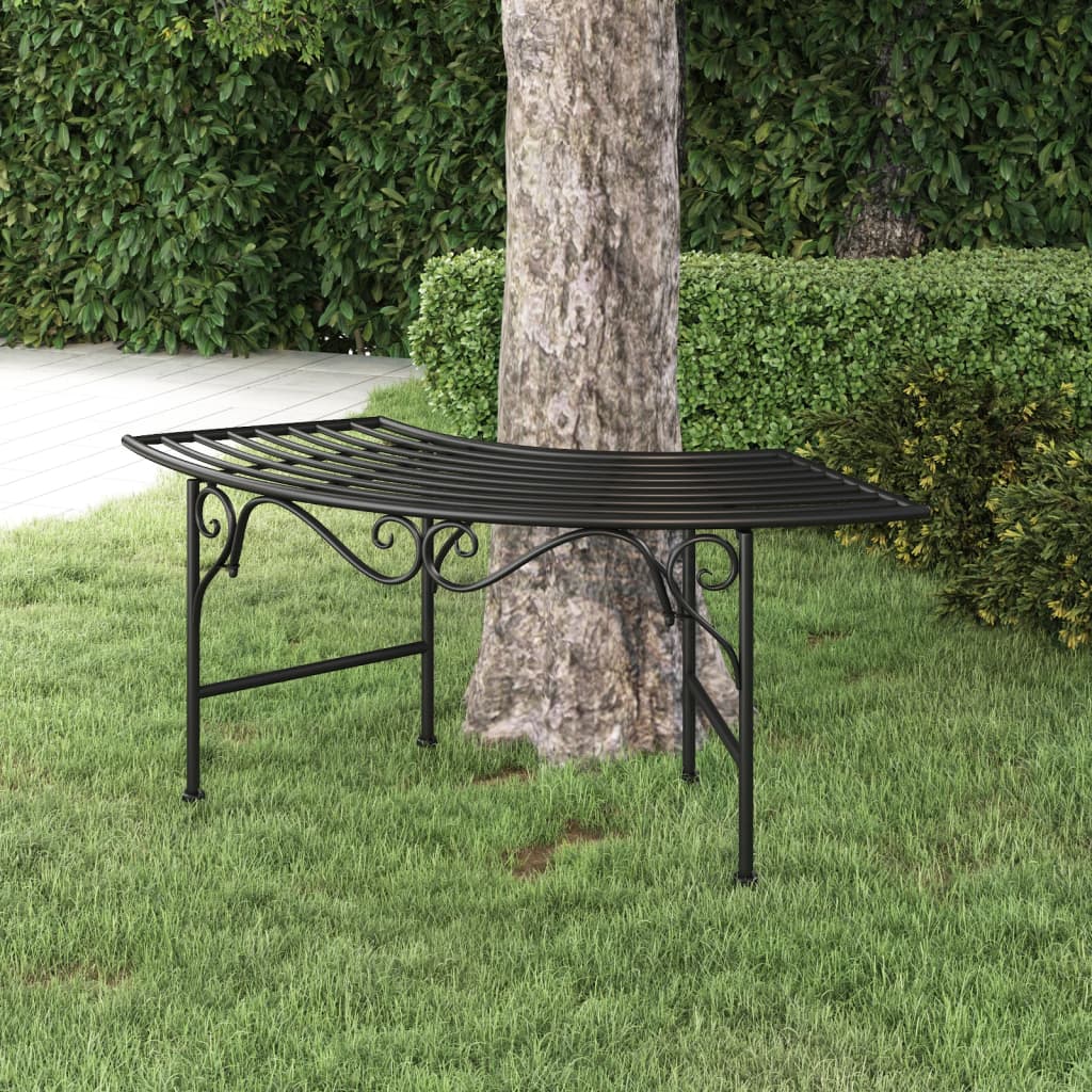 Benk tre 113 cm svart stål