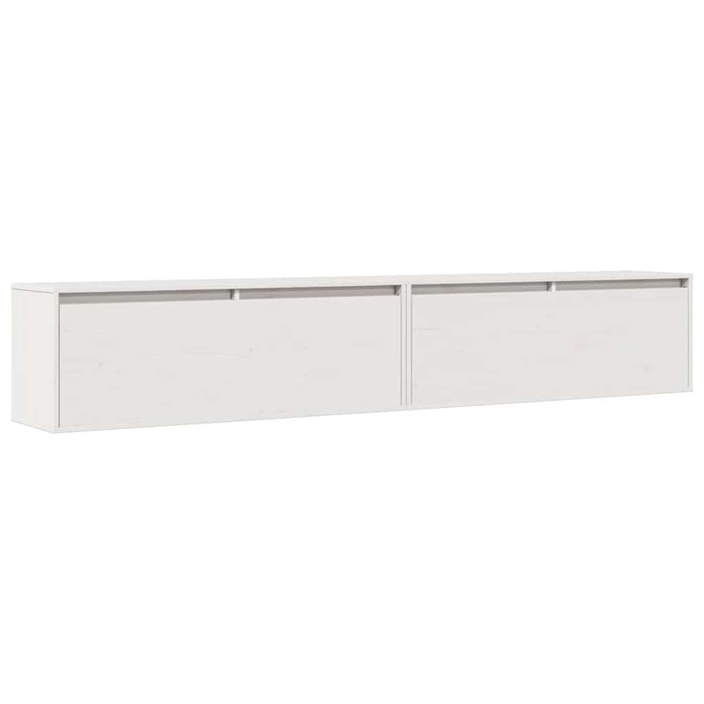 Veggskap 2 stk hvit 100x30x35 cm heltre furu