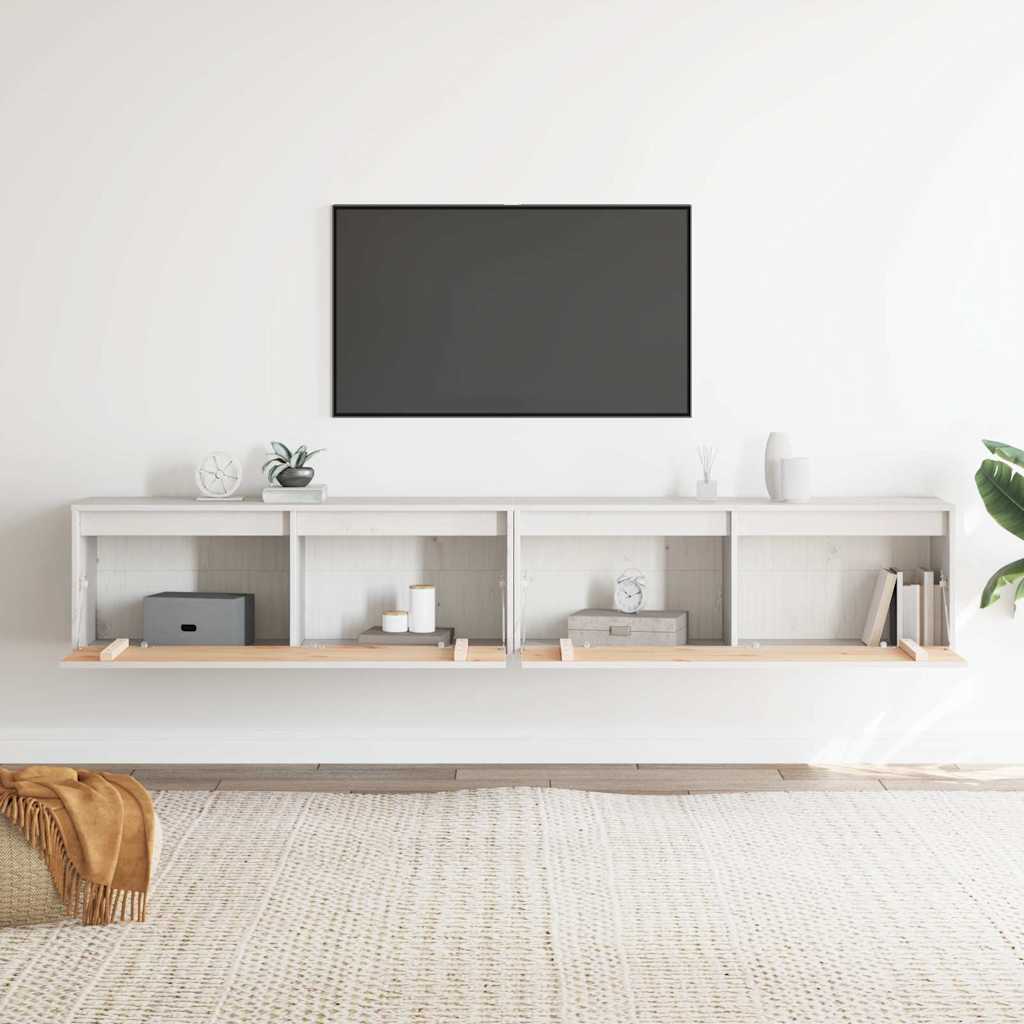 Veggskap 2 stk hvit 100x30x35 cm heltre furu