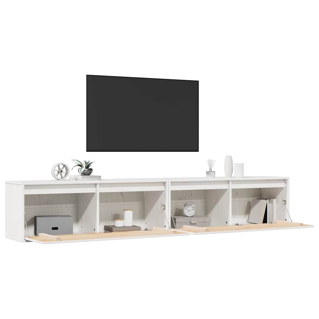 Veggskap 2 stk hvit 100x30x35 cm heltre furu