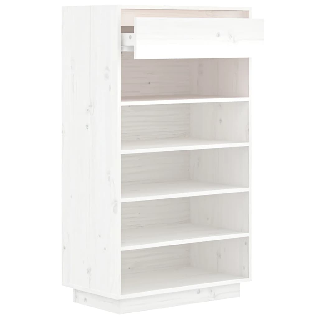 Skoskap hvit 60x34x105 cm heltre furu