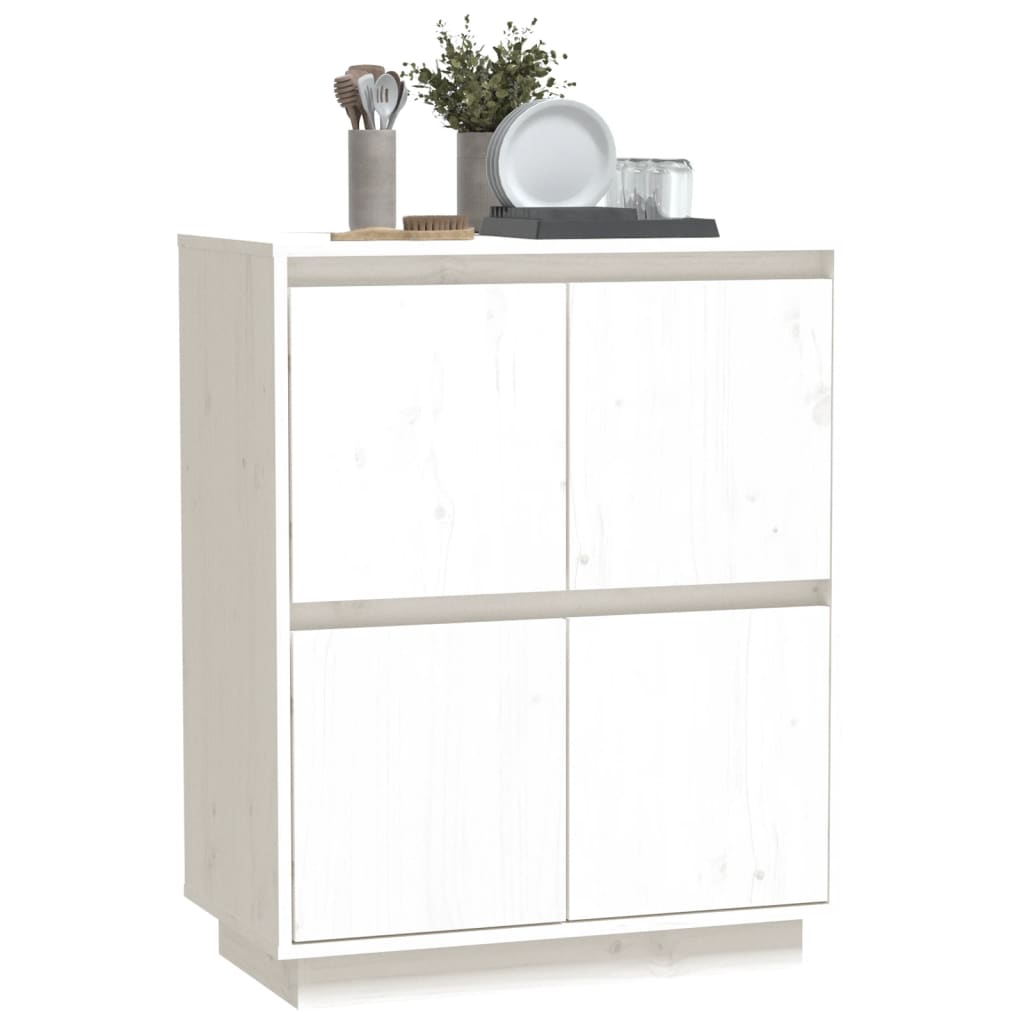Skjenk hvit 60x34x75 cm heltre furu