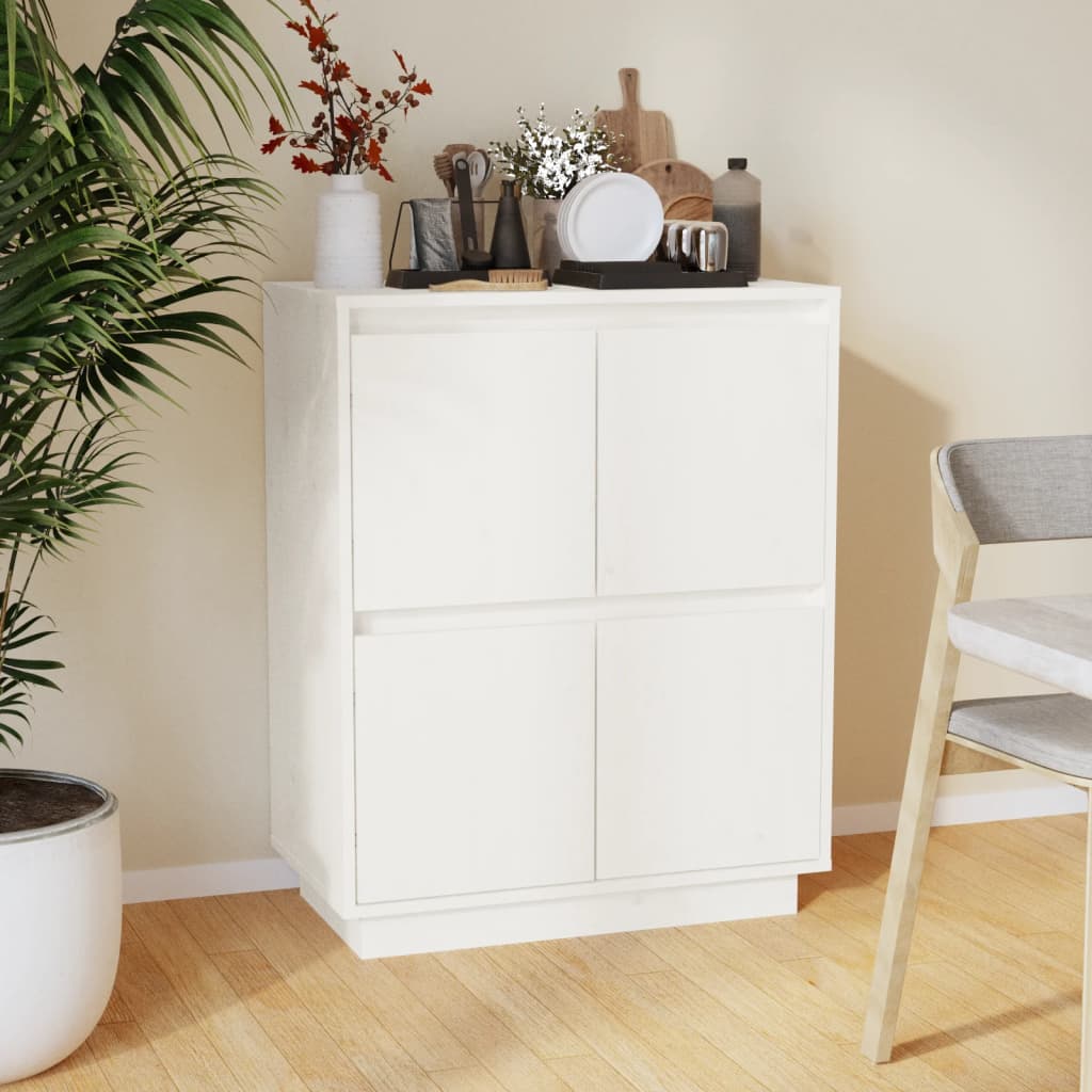 Skjenk hvit 60x34x75 cm heltre furu