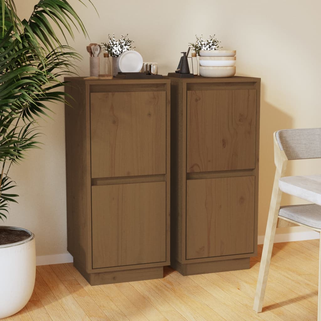 Skjenker 2 stk honningbrun 31,5x34x75 cm heltre furu