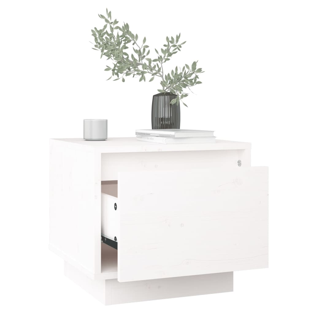 Nattbord hvit 35x34x32 cm heltre furu