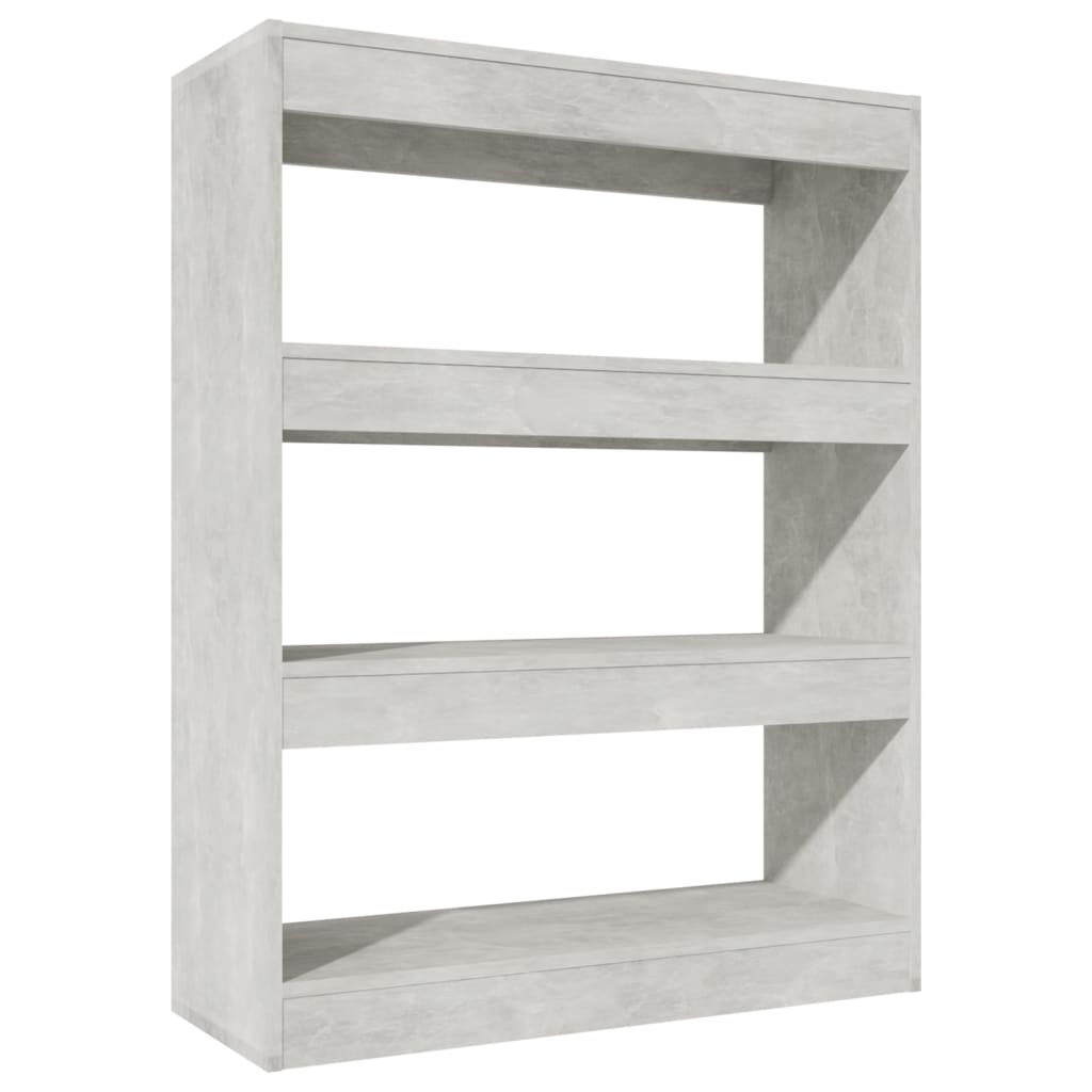 Bokhylle/romdeler betonggrå 80x30x103 cm konstruert tre