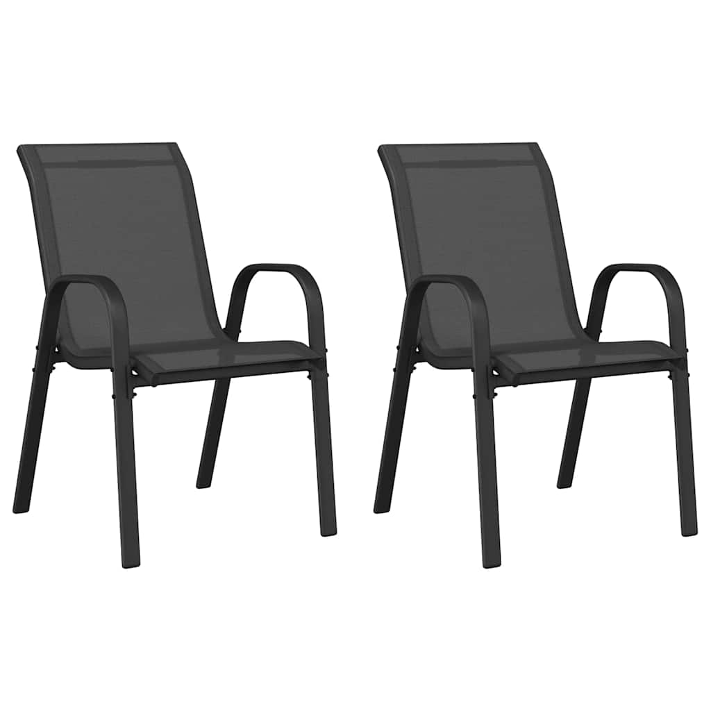 Stablebare hagestoler 2 stk svart textilene-stoff vidaXL