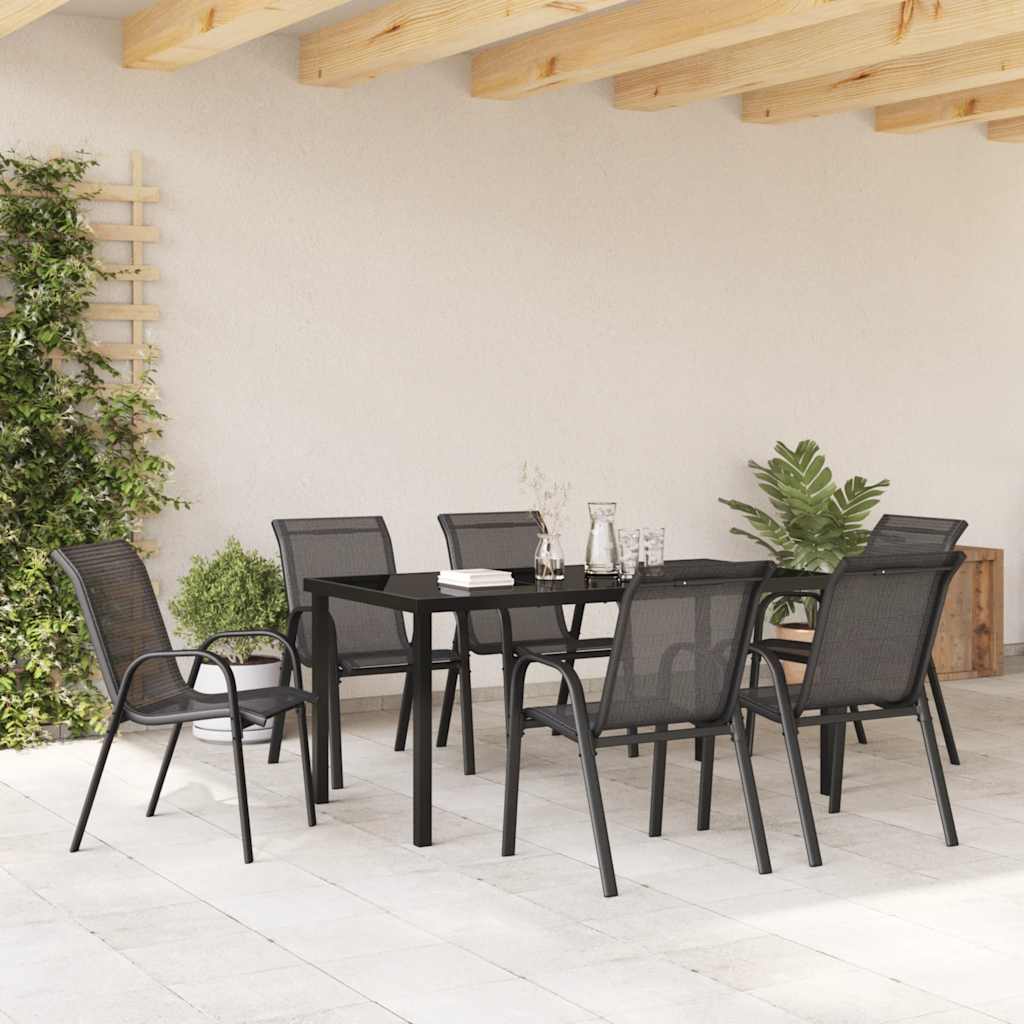 Stablebare hagestoler 6 stk svart textilene-stoff