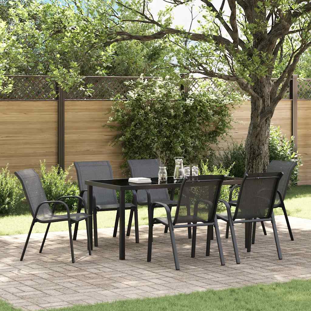 Stablebare hagestoler 6 stk svart textilene-stoff