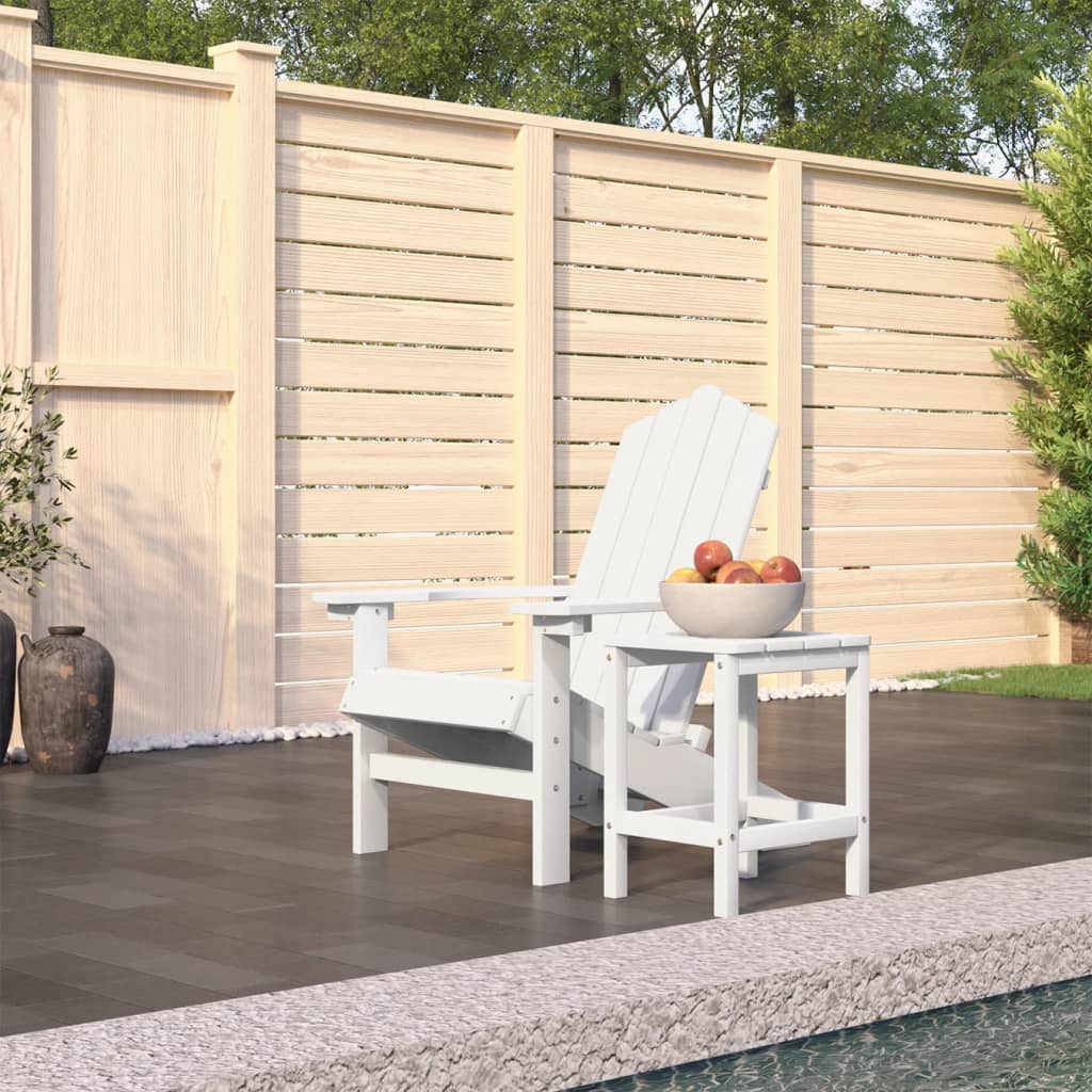 Adirondack hagestol med bord HDPE hvit vidaXL