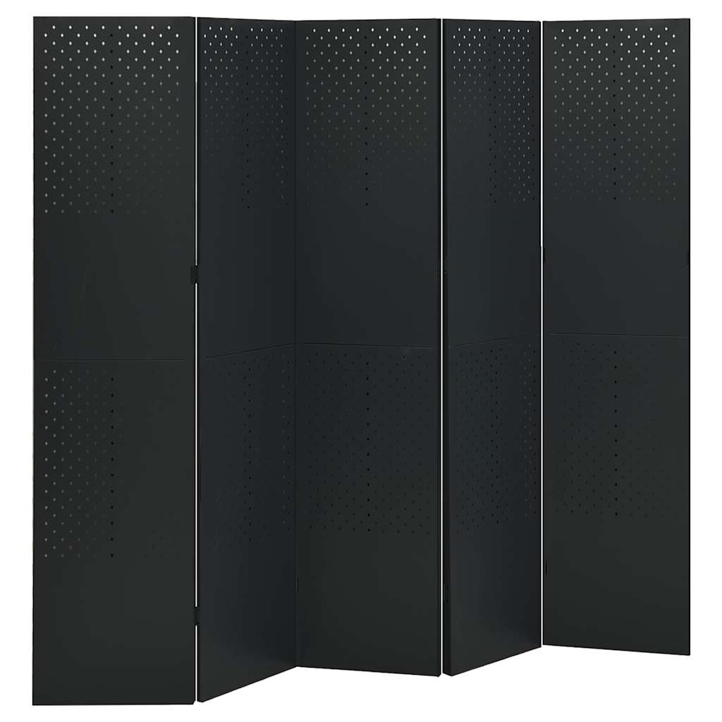 Romdeler 4 paneler 2 stk svart 200x180 cm stål