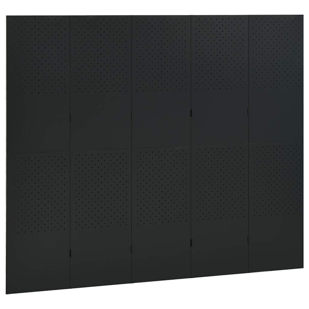 Romdeler 4 paneler 2 stk svart 200x180 cm stål