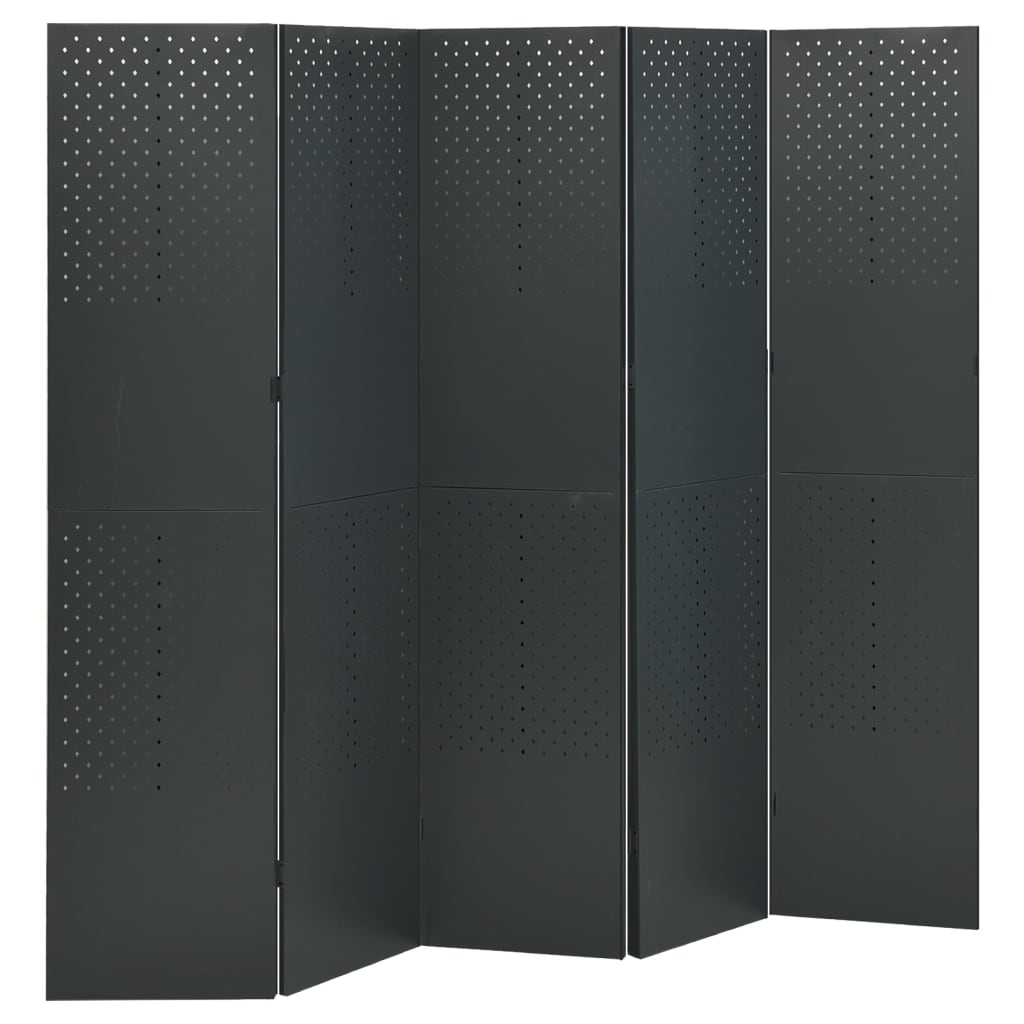 Romdeler 5 paneler 2 stk antrasitt 200x180 cm stål