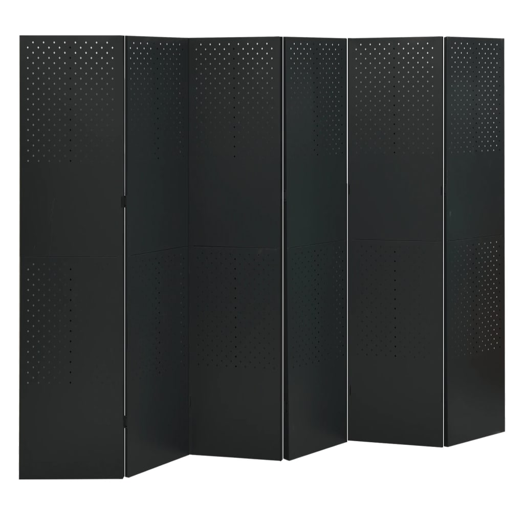 Romdeler 6 paneler 2 stk svart 240x180 cm stål