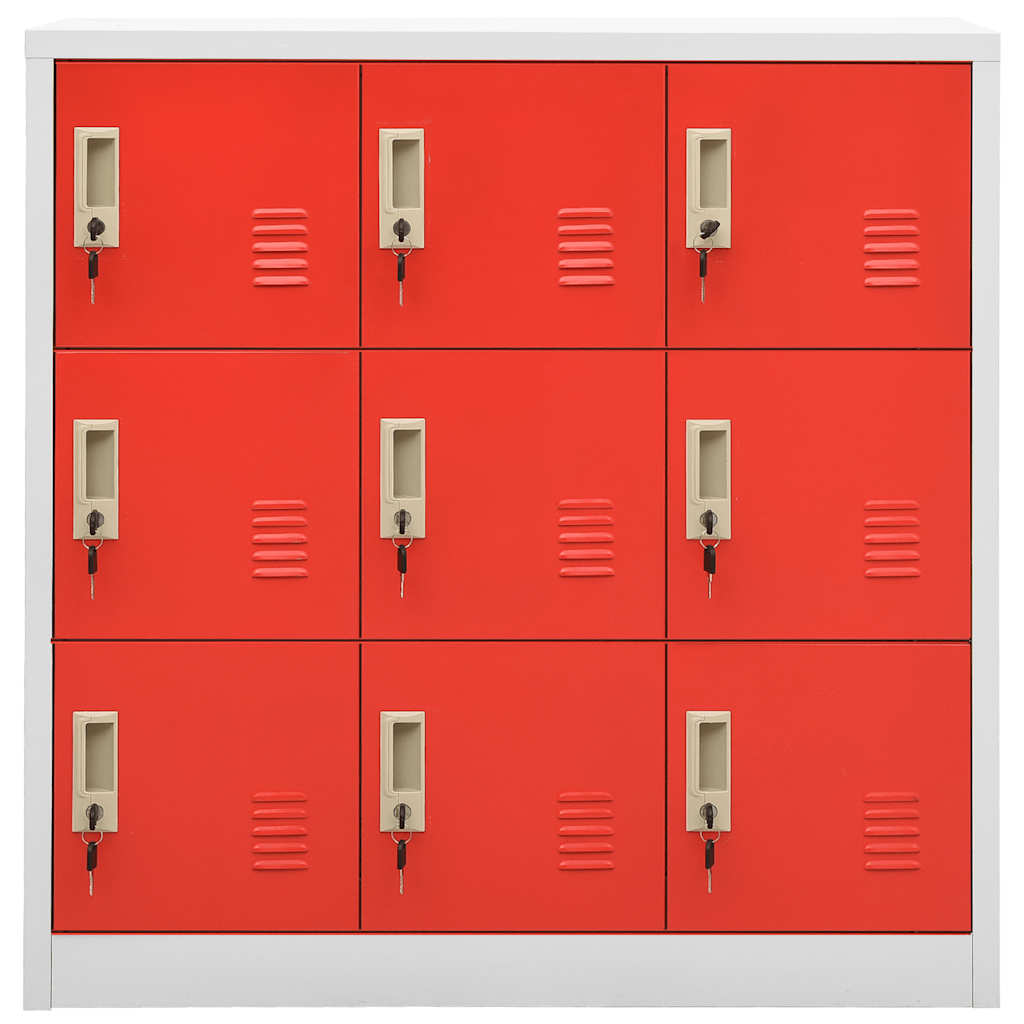 Oppbevaringsskap 2 stk lysegrå og rød 90x45x92,5 cm stål