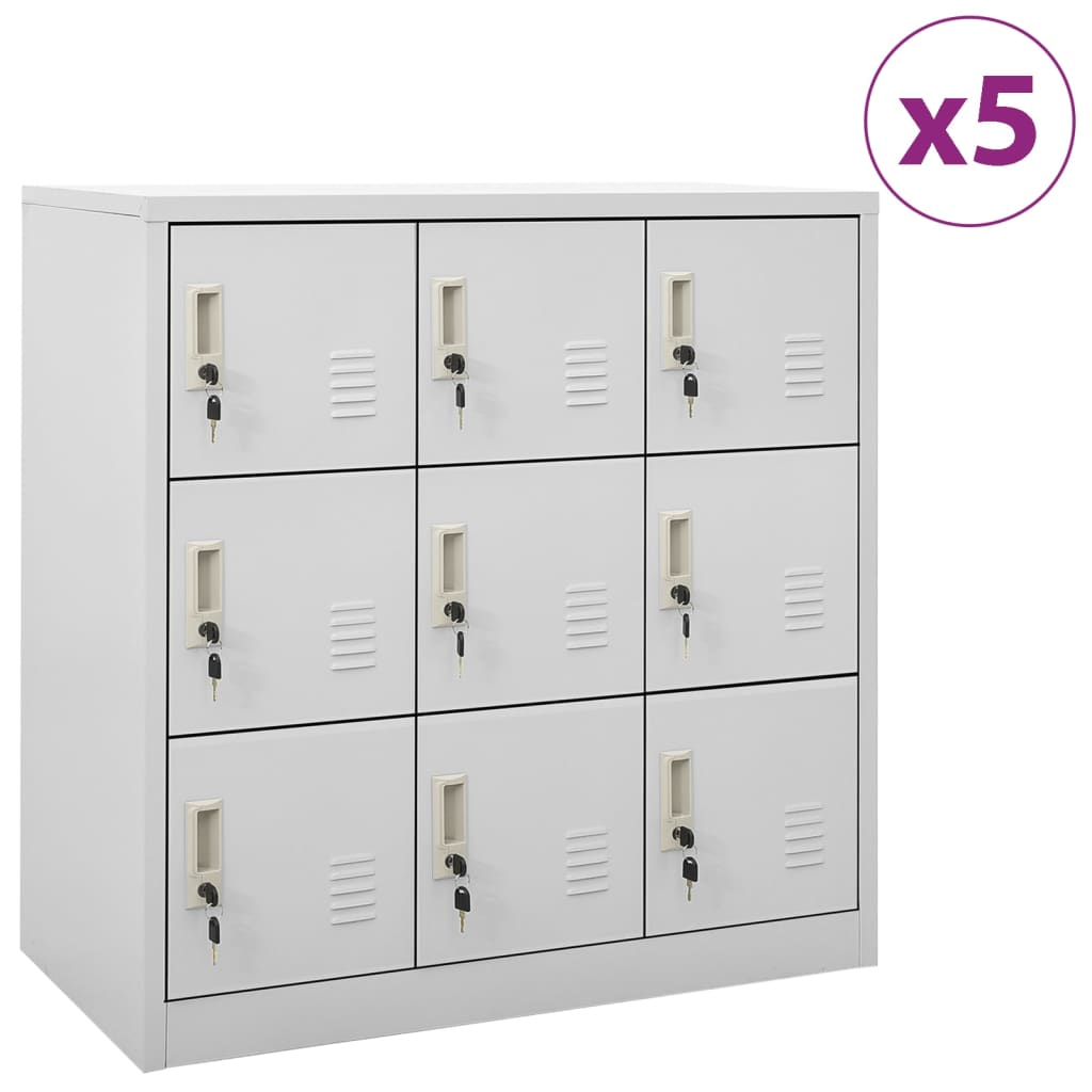 Oppbevaringsskap 5 stk lysegrå 90x45x92,5 cm stål