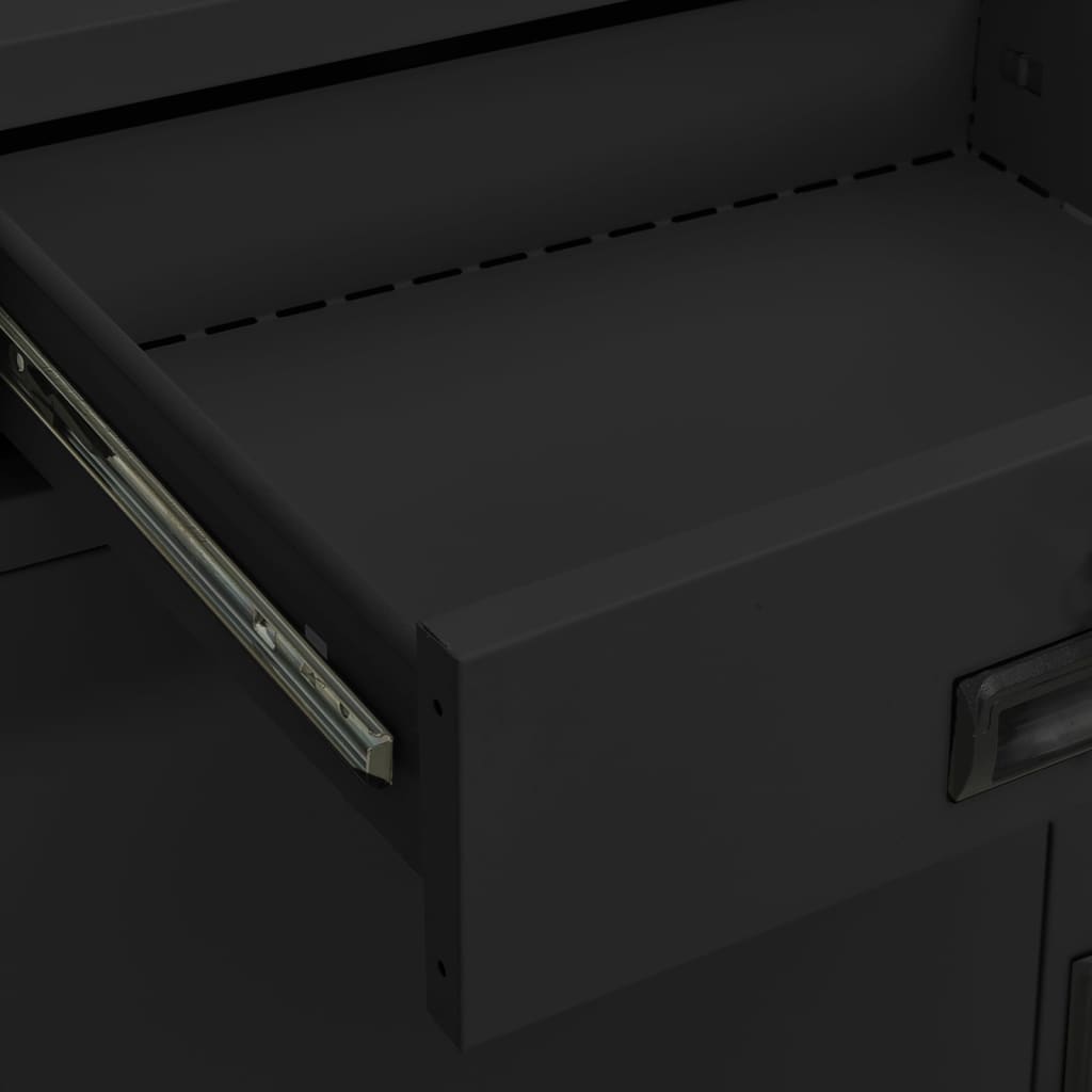 Kontorskap med plantekasse antrasitt 90x40x125 cm stål vidaXL