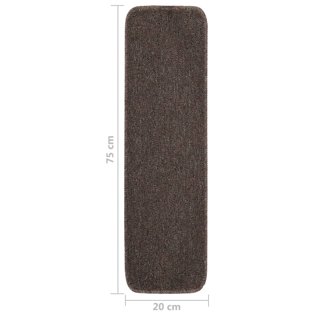 Sklisikre trappematter 15 stk 75x20 cm brun rektangulær
