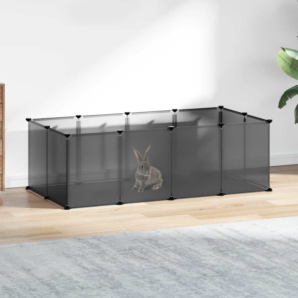 Smådyrbur svart 144x74x46,5 cm PP og stål