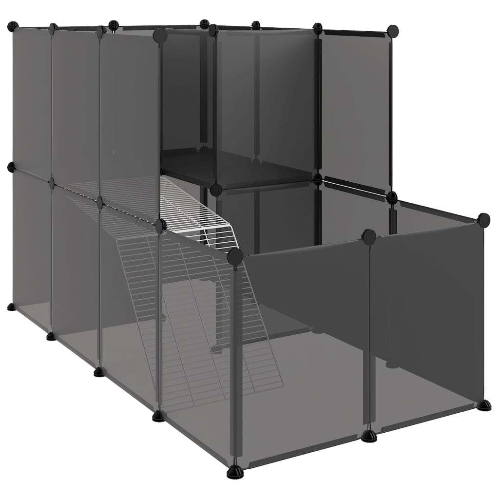 Smådyrbur svart 142x74x93 cm PP og stål