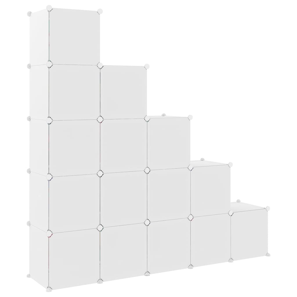 Oppbevaringshylle med 15 kuber hvit PP