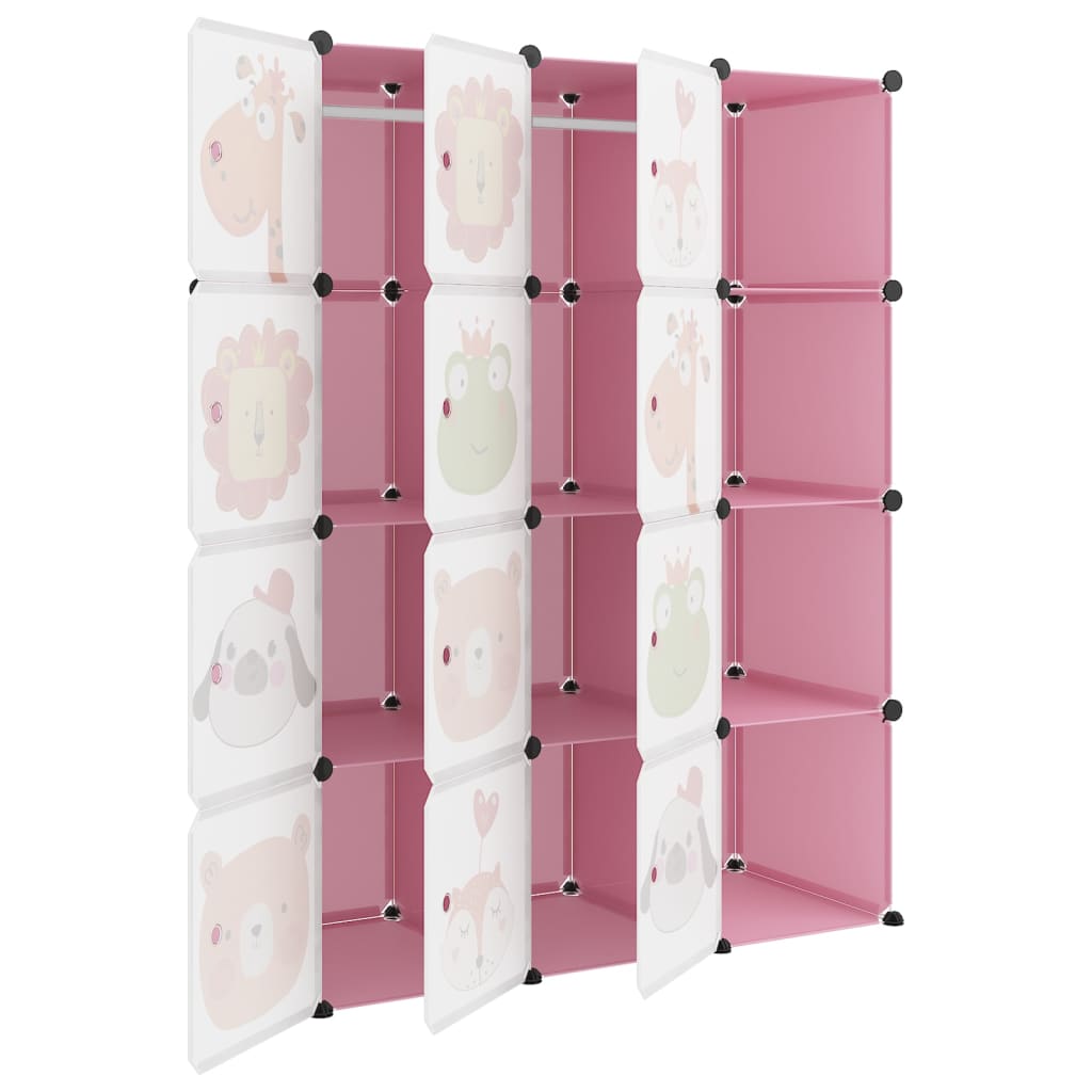 Oppbevaringshylle med 12 kuber rosa PP